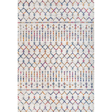 Moroccan Hype Boho Vintage Diamond Area Rug Cream/Multi